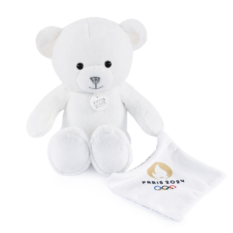 - plush white bear with comforter o.g paris 2024 - 25 cm 
